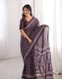 Premium chocolate Printed Soft Cotton Saree with Elegant Border