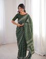 Premium Green Printed Soft Cotton Saree with Elegant Border (Copy)