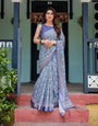 Premium Cotton Linen Printed Saree with Blouse Piece – Elegant Office & Casual Wear gg124