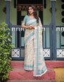 Premium Cotton Linen Printed Saree with Contrast Border
