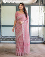 Premium Cotton Linen Printed Saree with Elegant Border With Blouse Piece -gg744