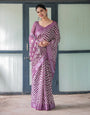 Premium Purple Printed Cotton Linen Saree for Office & Everyday Wear-gg-758