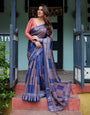 Premium Cotton Linen Printed Saree with Blouse Piece – Elegant Office & Casual Wear gg122