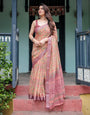 Printed Cotton Linen Saree for Daily & Office Wear – Soft Pastel Elegance with All-Day Comfort
