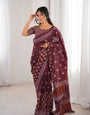 Premium Maroon Printed Soft Cotton Saree with Elegant Border & Unstitched Blouse