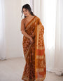 Premium Mustard Printed Soft Cotton Saree with Elegant Border & Unstitched Blouse