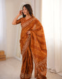 Premium Printed Soft Cotton Saree – Elegant Mustard Floral Weave