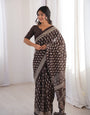 Premium Brown Printed Soft Cotton Saree with Elegant Border