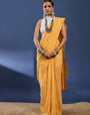 Traditional Original Wex Batik Chanderi Cotton Silk Saree -yellow