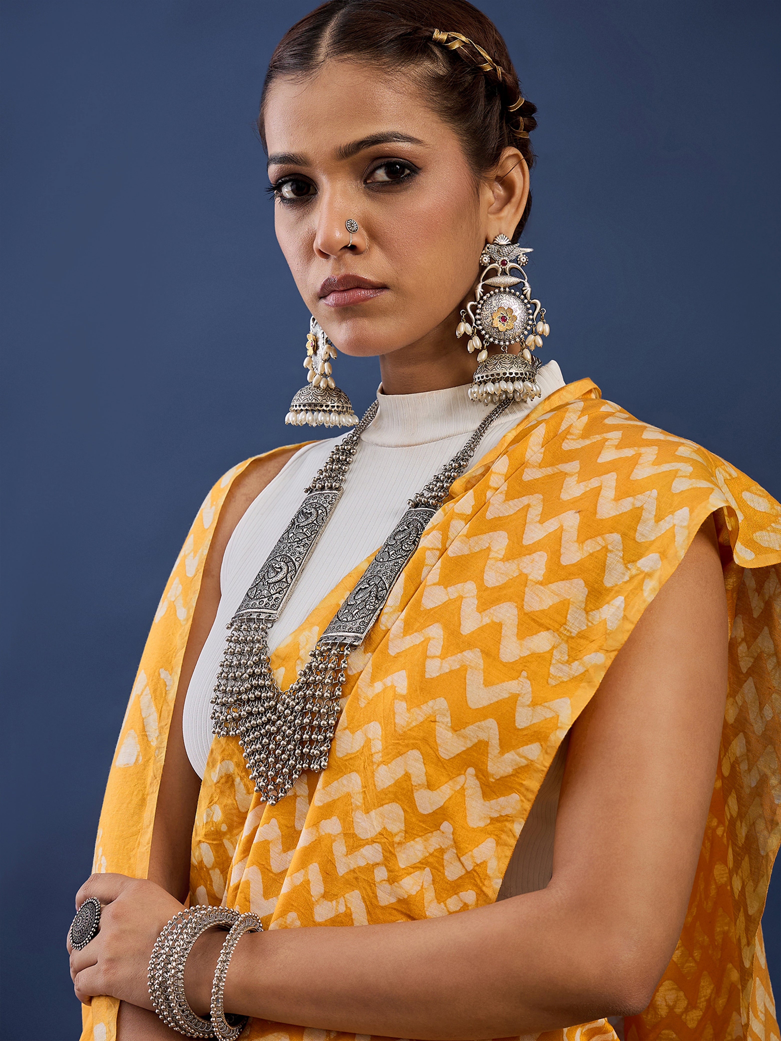 Traditional Original Wex Batik Chanderi Cotton Silk Saree -yellow