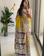 Premium Soft Cotton Printed Saree with Traditional Motifs & Contrast Border -yellow