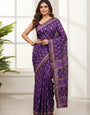 Soft Cotton Ikat Style Printed Saree with Rich Zari Border & Designer Pallu