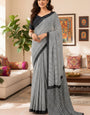 Trending Soft Cotton Printed Saree with Stripe Body & Geometric Designer Pallu