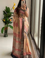Premium LIVA-Approved Pure Cotton Printed Saree – Soft Beige Elegance
