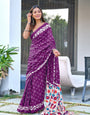 Soft Cotton Printed Ready-to-Wear Saree | 2-Minute Draping | Elegant Purple Floral Design