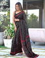black Soft Cotton Printed Ready-to-Wear Saree | 2-Minute Wear | Comfortable Daily & Office Saree