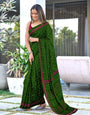 Green Soft Cotton Printed Ready-to-Wear Saree | 2-Minute Pre-Stitched Saree for Daily & Office Wear