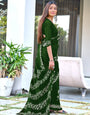 2-Minute Ready-to-Wear Soft Cotton Printed Saree – Elegant Green Handcrafted Look