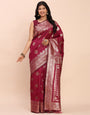 Banarasi Silk Saree with Rich Traditional Border & Grand Designer Pallu-Magenta