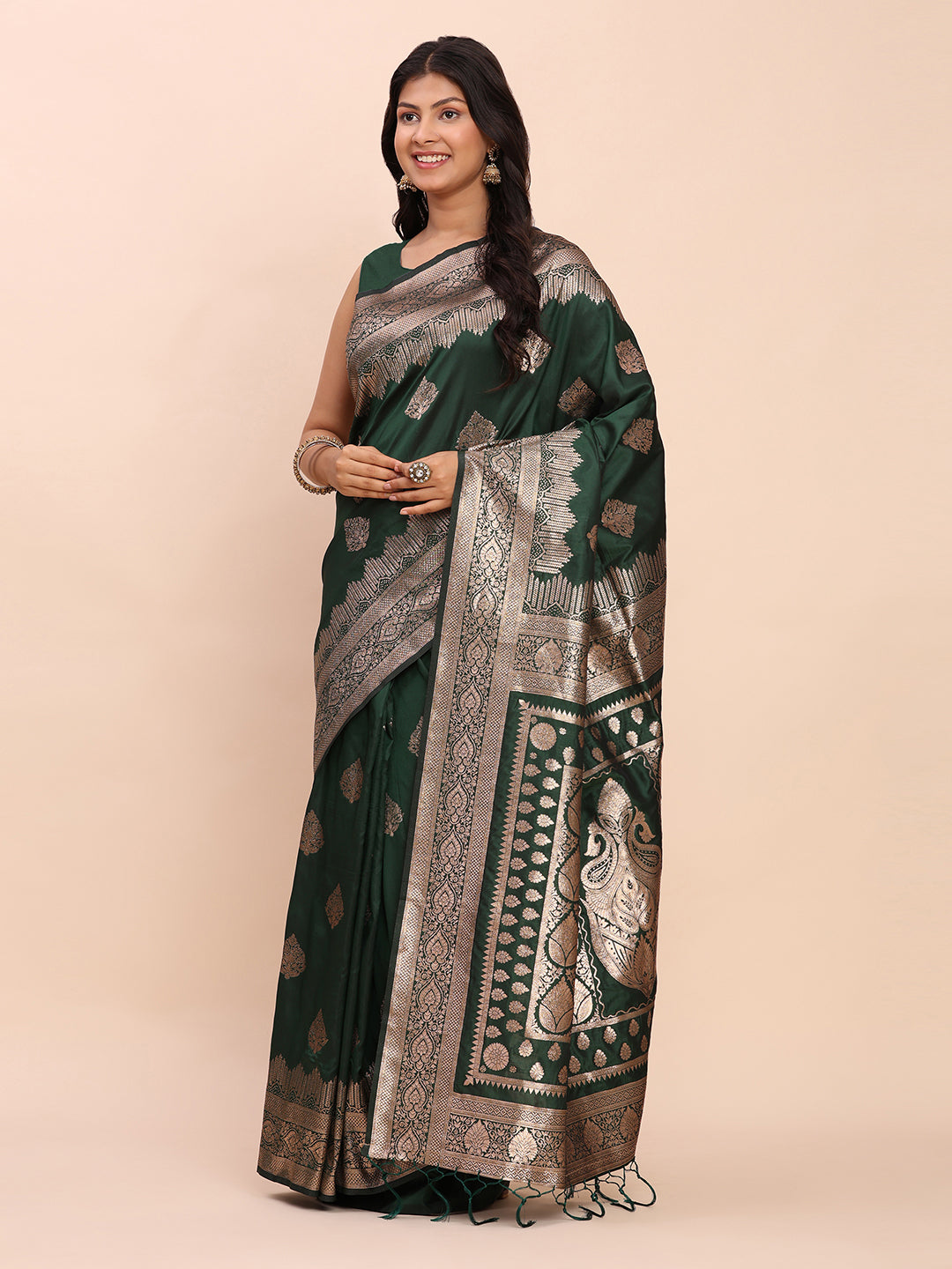 Banarasi Silk Saree with Rich Traditional Border & Grand Designer Pallu-green