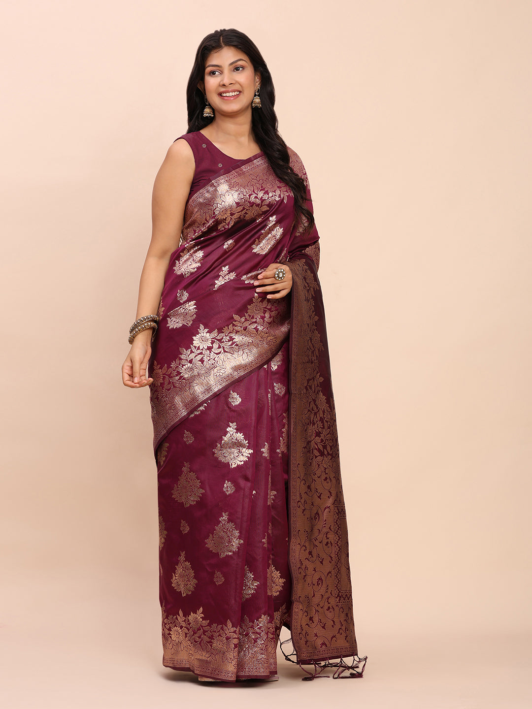 Banarasi Silk Saree with Rich Traditional Border & Grand Designer Pallu-purple