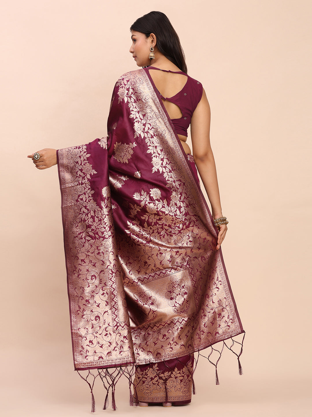 Banarasi Silk Saree with Rich Traditional Border & Grand Designer Pallu-purple