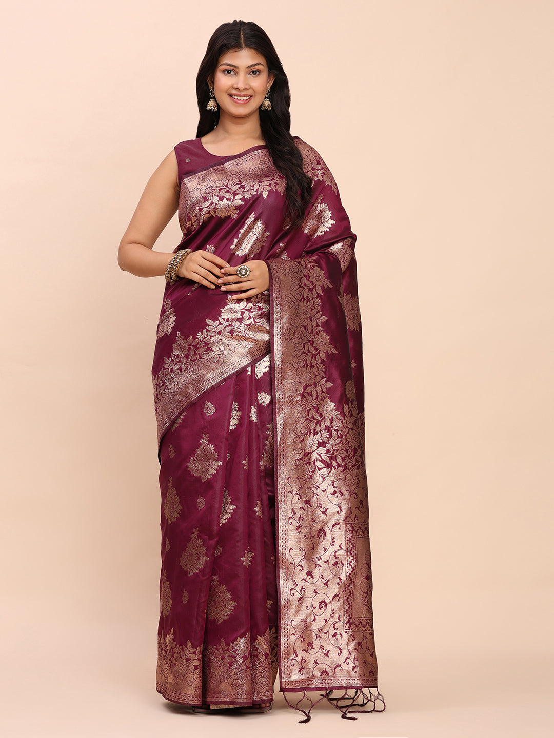 Banarasi Silk Saree with Rich Traditional Border & Grand Designer Pallu-purple
