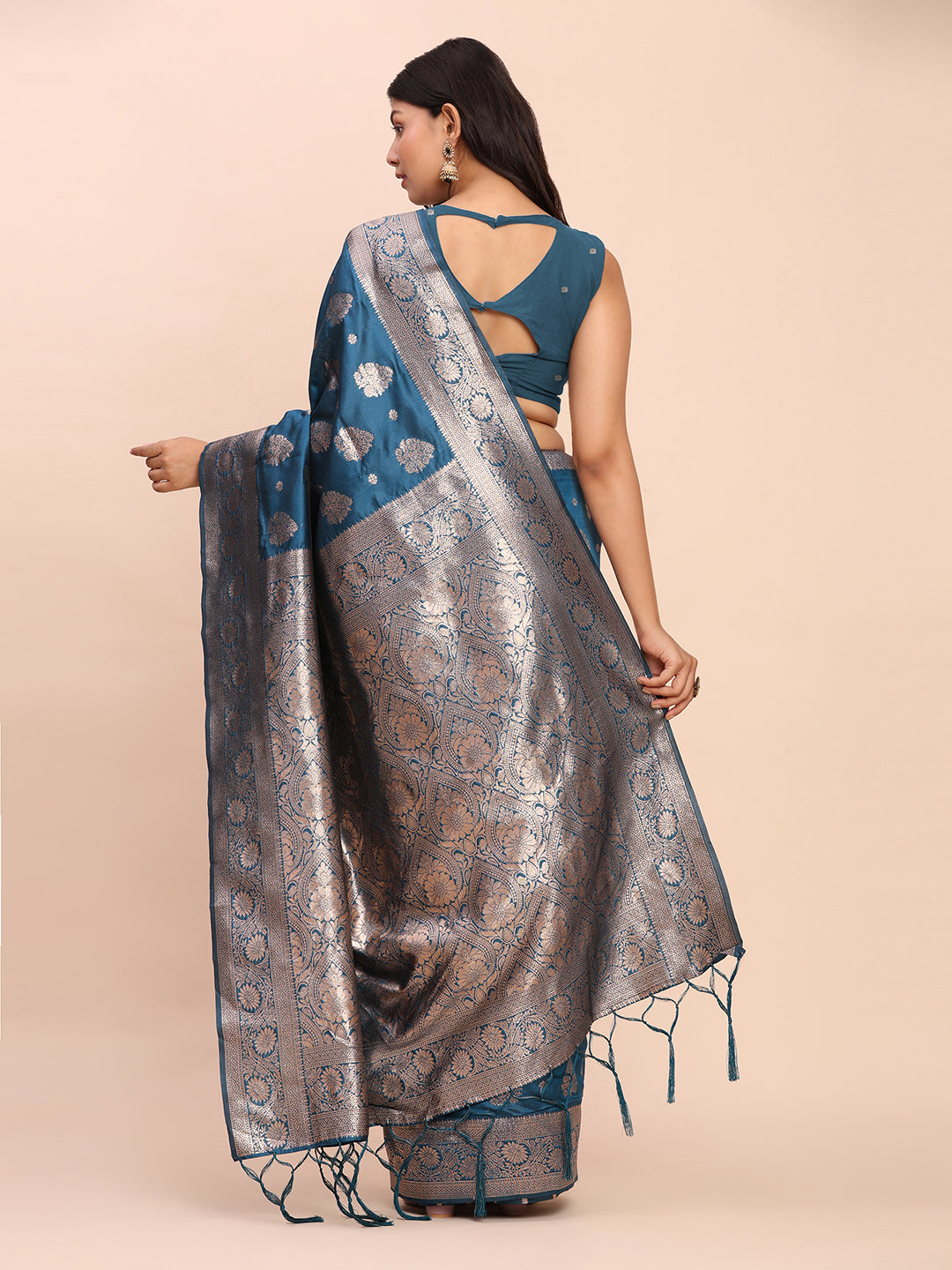Banarasi Silk Saree with Rich Traditional Border & Grand Designer Pallu-tealblue