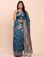 Banarasi Silk Saree with Rich Traditional Border & Grand Designer Pallu-tealblue