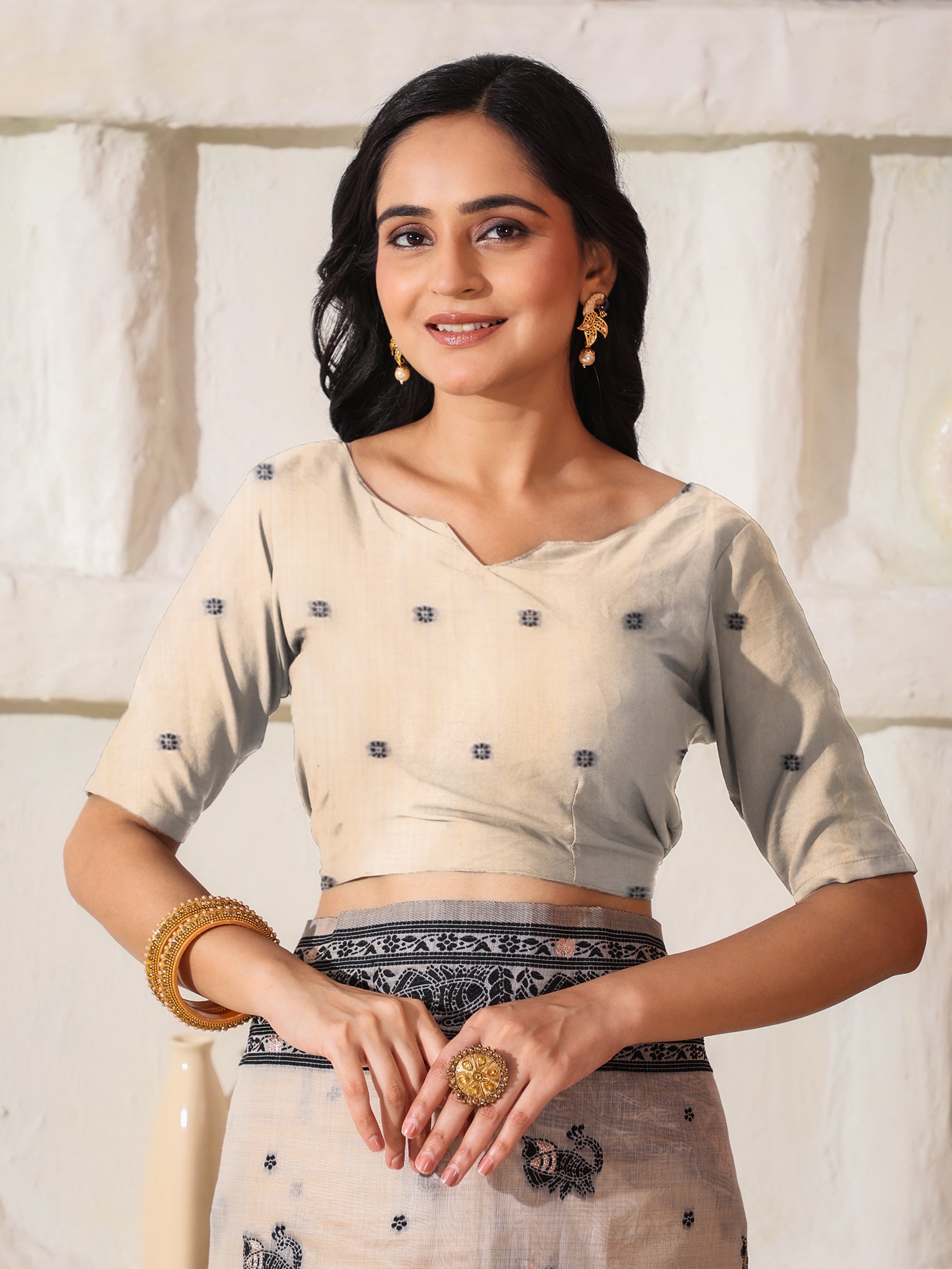 Cotton Linen Saree in Charcoal Black & White with Designer Pallu and Rich Border -2