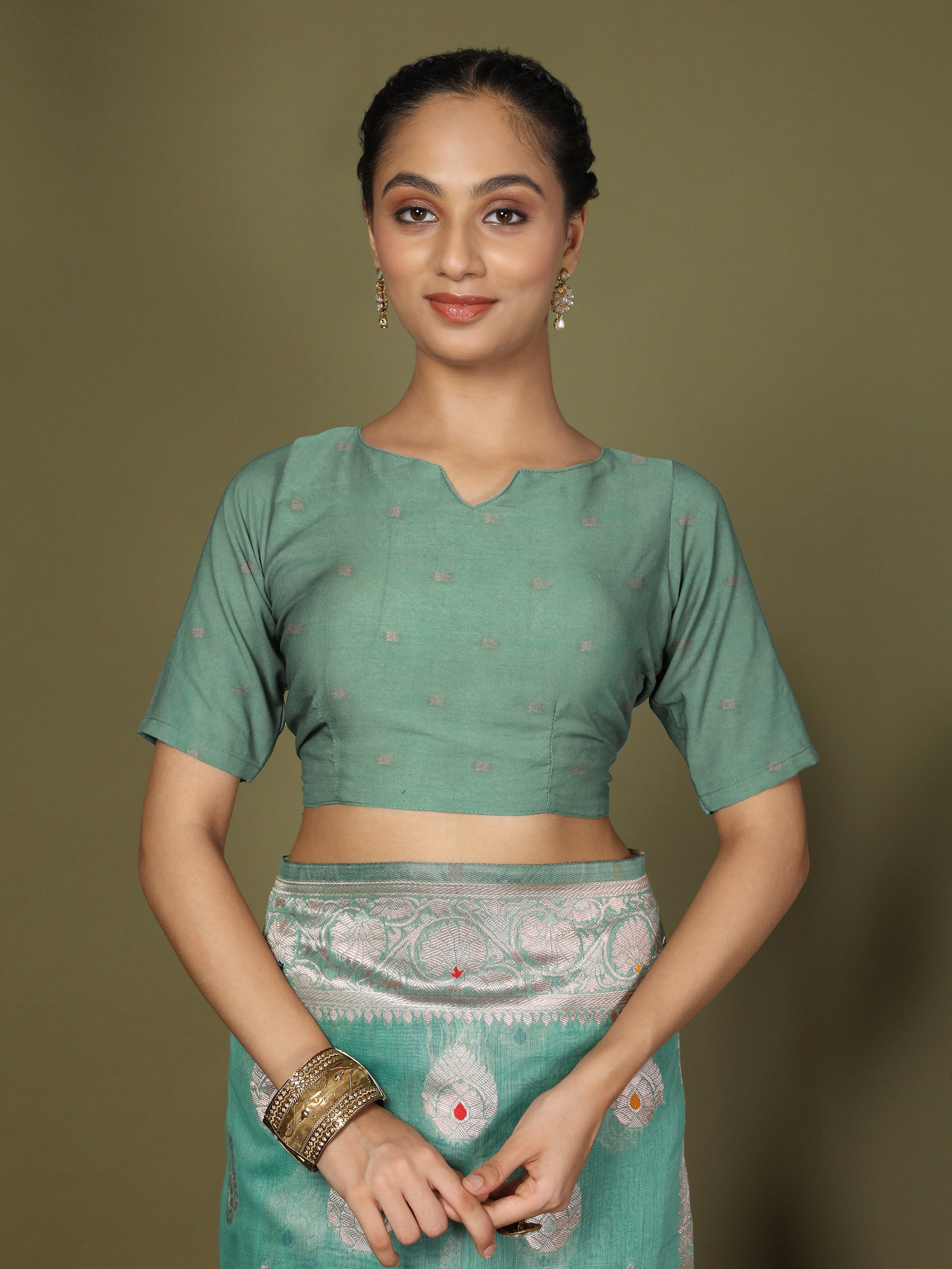 Cotton Linen Saree with Designer Floral Pallu & Premium Traditional Border-Rama Green