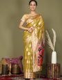 Cotton Linen Saree with Designer Floral Pallu & Premium Traditional Border-Mehandi Green