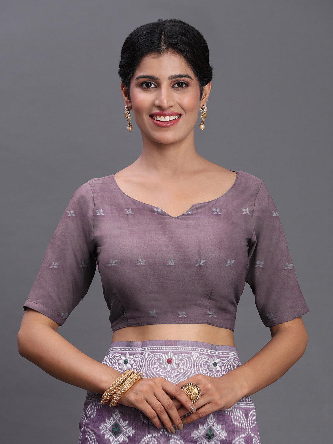 Violet Woven Jacquard Cotton Linen Saree with Intricate Traditional Motifs & Designer Tassel Pallu