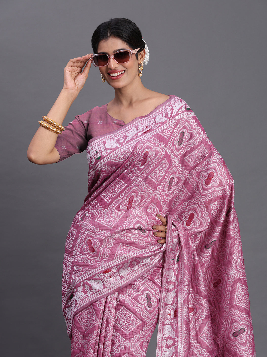 Purple Woven Jacquard Cotton Linen Saree with Intricate Traditional Motifs & Designer Tassel Pallu