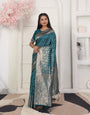 Woven Jacquard Silk Blend Saree with Rich Zari Border & Designer Pallu-rama