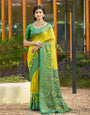 Mustard woven ikkat style banarasi soft silk saree with blouse piece vol-4