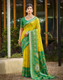 Mustard woven ikkat style banarasi soft silk saree with blouse piece vol-5