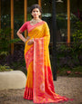 Mustard woven ikkat style banarasi soft silk saree with blouse piece vol-5