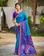 Blue woven ikkat style banarasi soft silk saree with blouse piece vol-5 (Copy)