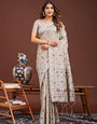 Classic Brown Cotton Linen Woven Saree with Traditional Motifs & Rich Border