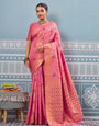 Gajari woven banarasi silk saree with blouse piece