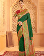 Dark green zari woven banarasi silk saree with blouse piece AFREEN