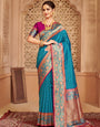 Blue zari woven banarasi silk saree with blouse piece AFREEN