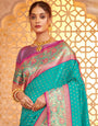 Seagreen zari woven banarasi silk saree with blouse piece AFREEN