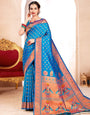 Royal Paithani Silk Saree with Grand Traditional Border & Designer Pallu–kavita-blue