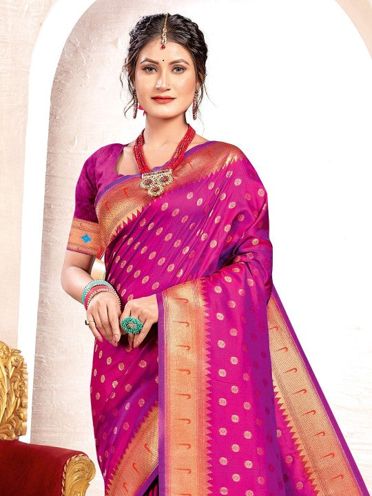 Royal Paithani Silk Saree with Grand Traditional Border & Designer Pallu–kavita-Purple