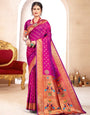 Royal Paithani Silk Saree with Grand Traditional Border & Designer Pallu–kavita-Purple