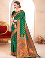 Royal Paithani Silk Saree with Grand Traditional Border & Designer Pallu–kavita-Green