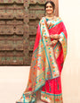 Royal Paithani Silk Saree with Multicolor Woven Border & Traditional Floral Pallu – pink