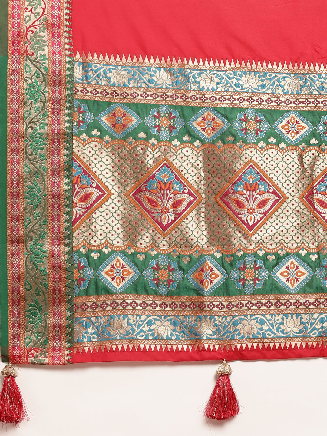 Traditional Woven Banarasi Silk Saree with Rich Designer Border & Grand Pallu-red